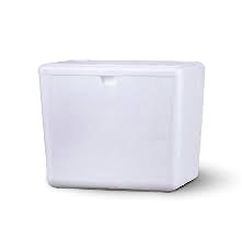 Conservadora de isopor blanca de 8 litros con tapa, vista frontal sobre fondo blanco