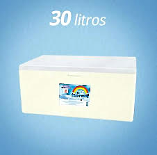 Caja térmica de isopor blanca de 30 litros con tapa y etiqueta