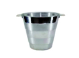 Champañera o balde de metal plateado con asas laterales y cuerpo cónico, 6 litros