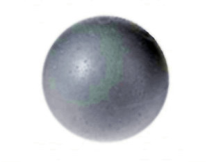 Esfera de telgopor blanca de 90 mm de diámetro con textura porosa, sobre fondo blanco