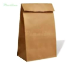 Bolsa de papel kraft marrón de 24x43 cm, parada, con borde superior doblado
